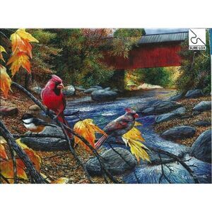 Art Gallery Fall Feather & Foliage 1000 pc Jigsaw Puzzle, GUC tape on box